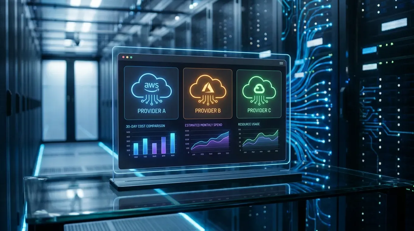 Cloud infrastructure visualization with AWS, Azure, and GCP architecture diagrams